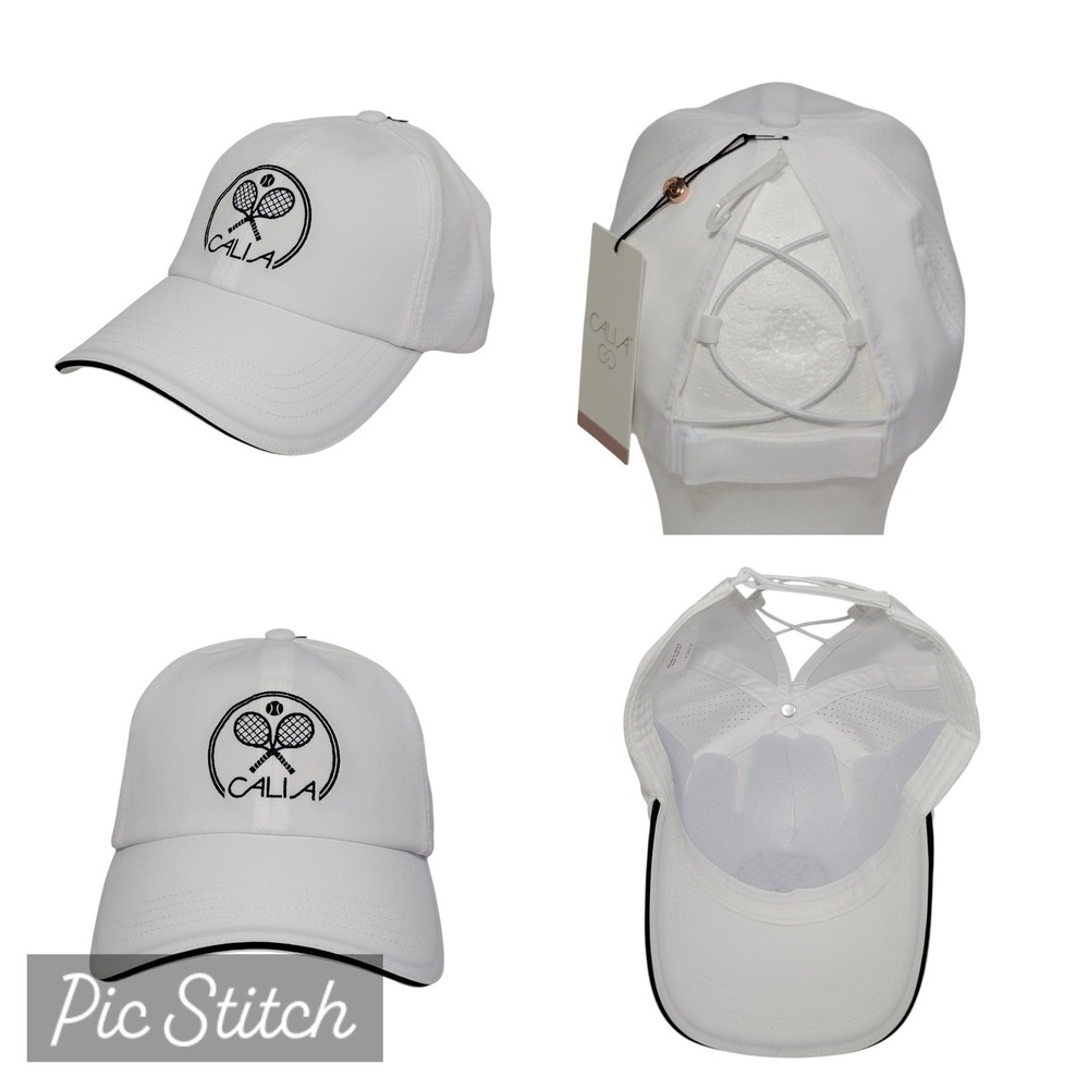 CALIA Tennis Ponytail Hat Womens OSFM Adjustable White Crossback Cap Outdoor NEW